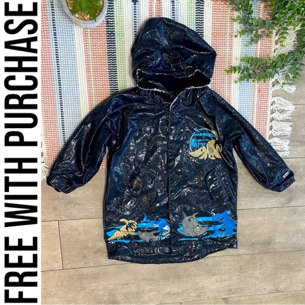 Free w any purchase- children’s place toddler boy hooded rain coat shark print